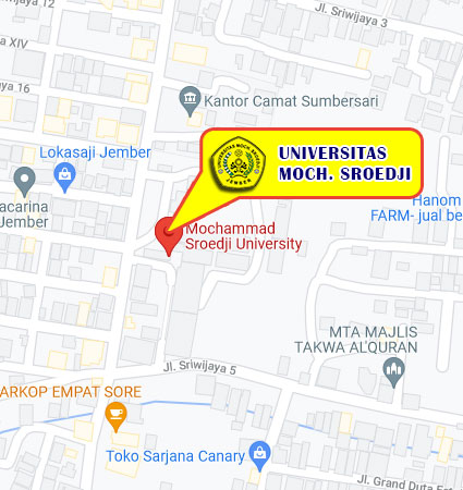 Peta Lokasi Kampus (Google Map) Universitas Mochammad Sroedji Jember Nomor